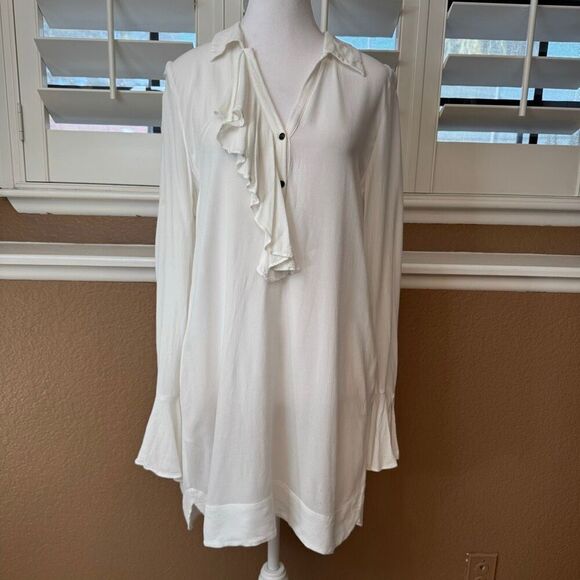 Free People Size S Ruffle Tunic Top White Renaissance Cosplay Pirate Victorian - Picture 1 of 9